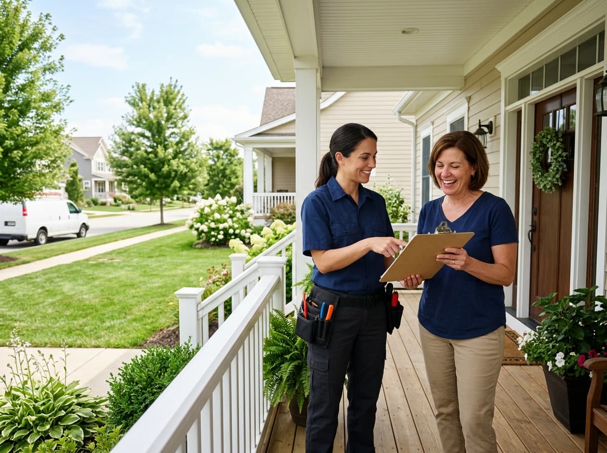 Northwind technician reviewing service options with a Portland homeowner