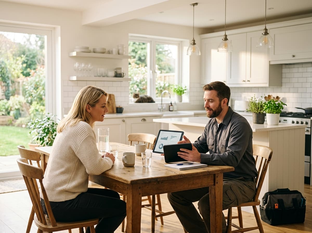 Northwind technician explaining financing options to a Portland homeowner